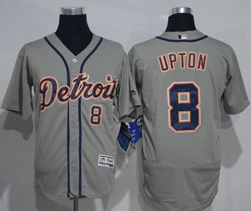 Tigers #8 Justin Upton Grey Flexbase Authentic Collection Stitched MLB Jersey - Click Image to Close
